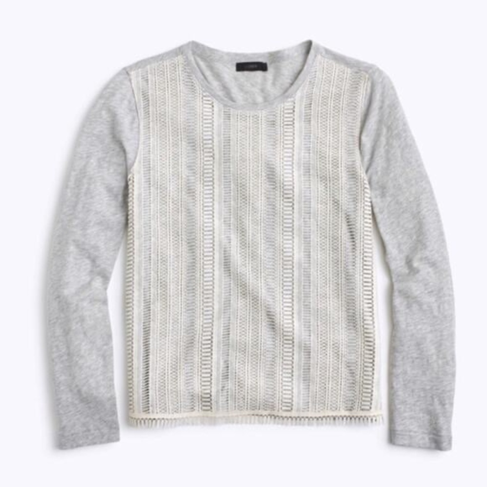 J. Crew Light Gray and Cream Sweater